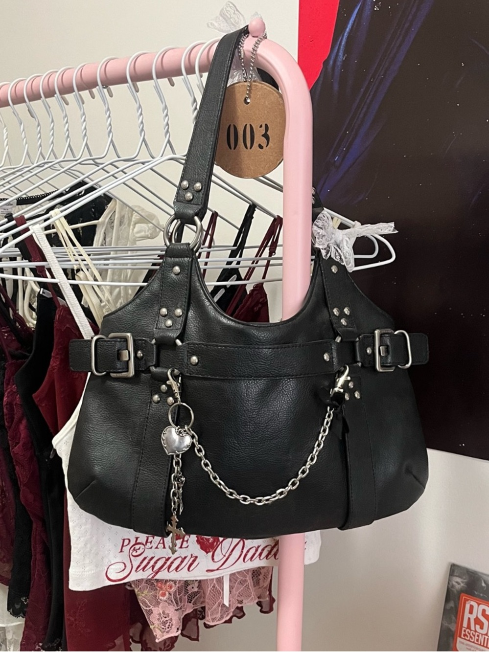 GUESS Black Faux Leather
Shoulder Bag